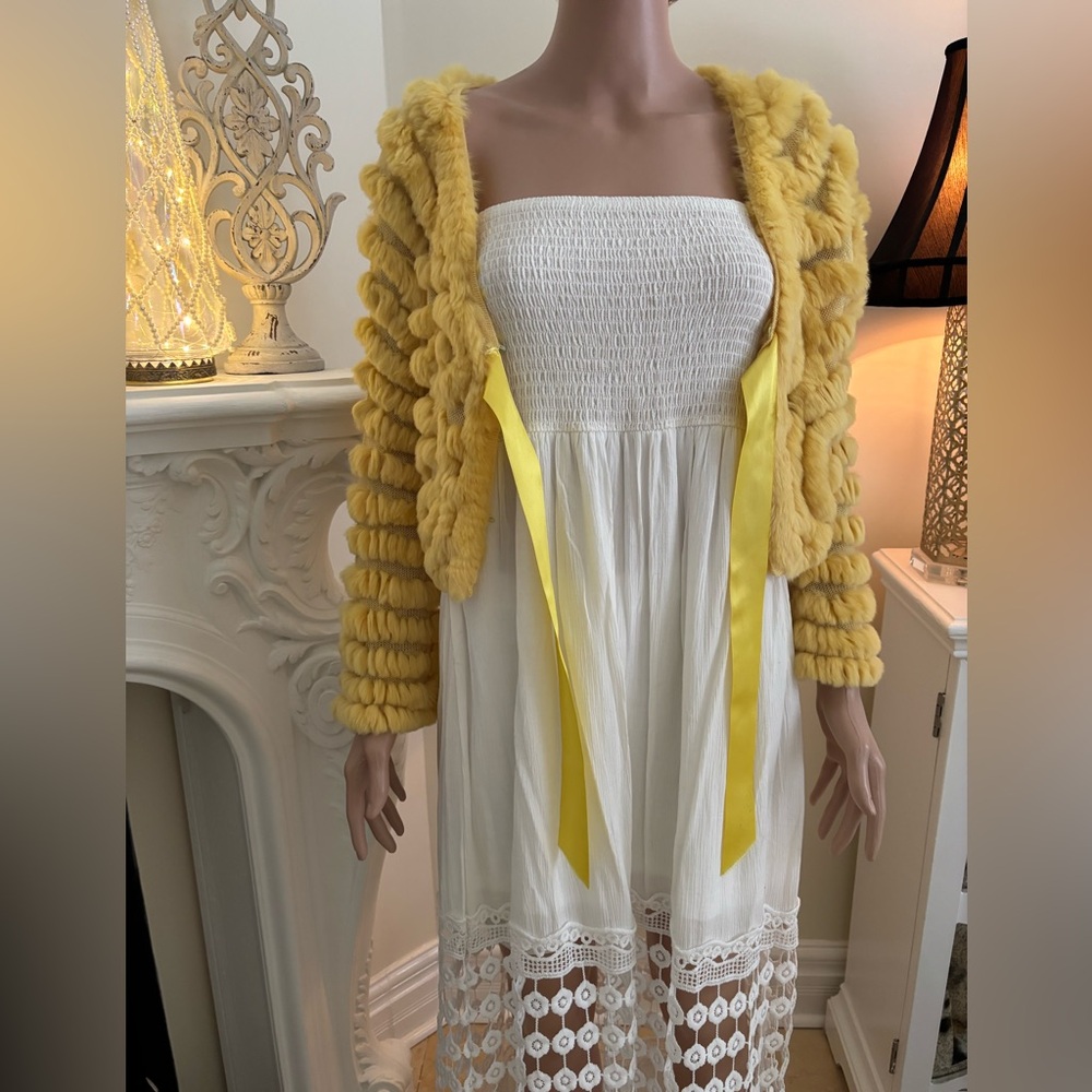 BCBGMaxAzria Cream Rabbit Fur Jacket - Picture 10 of 14